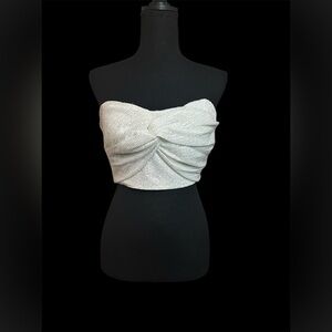 Ranna Gill Sequined Embellished Bustier Crop Top (NWT; White; Sz XL)